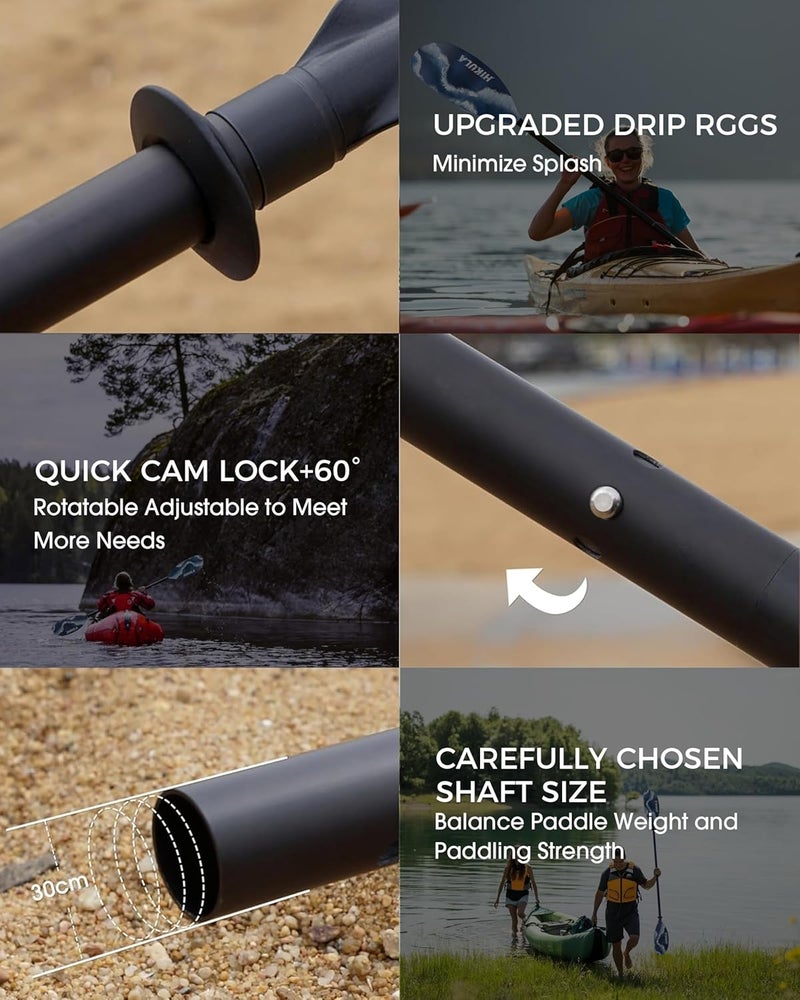 HIKULA Kayak Paddles Aluminum Shaft Paddle with Nylon Blades, Floating Adjustable Kayaking Oars, 3 Piece, 220-240cm/86-94 Inches,Black/Rose/Teal - Image 3